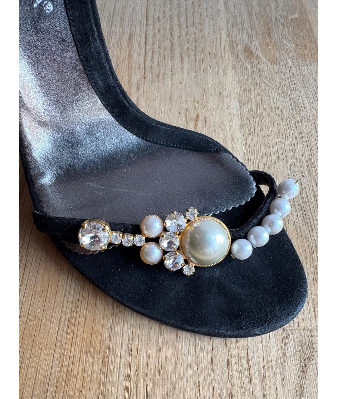 DOLCE&GABBANA Черные кожаные босоножки, фото 7