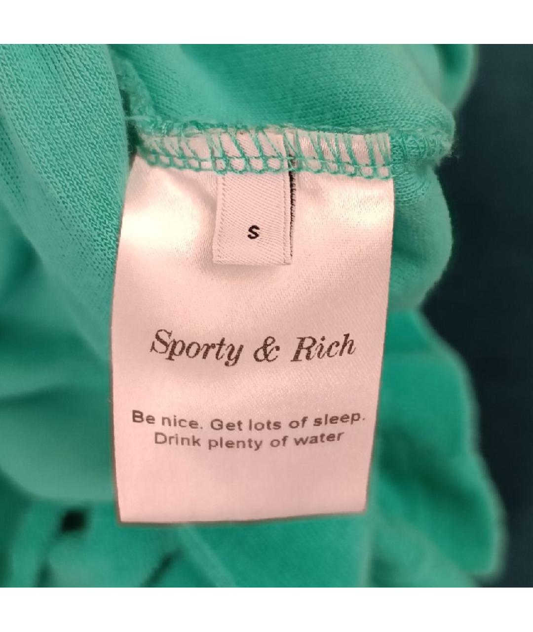 SPORTY AND RICH Бирюзовые хлопковые шорты, фото 3