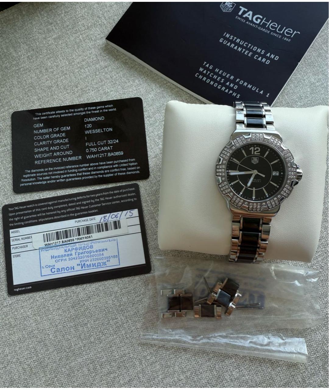 TAG HEUER Черные стальные часы, фото 3