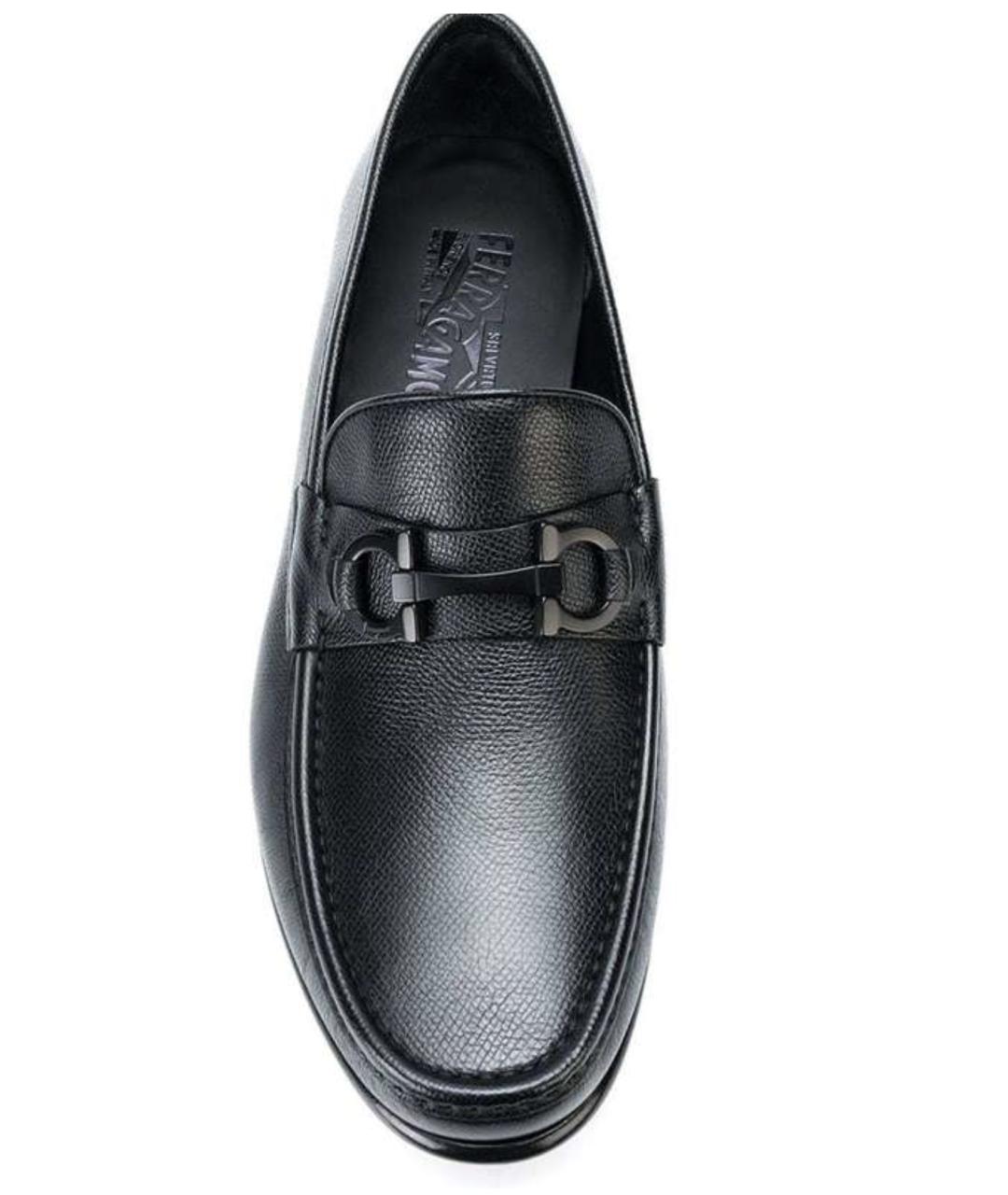 FERRAGAMO Черные кожаные лоферы, фото 4