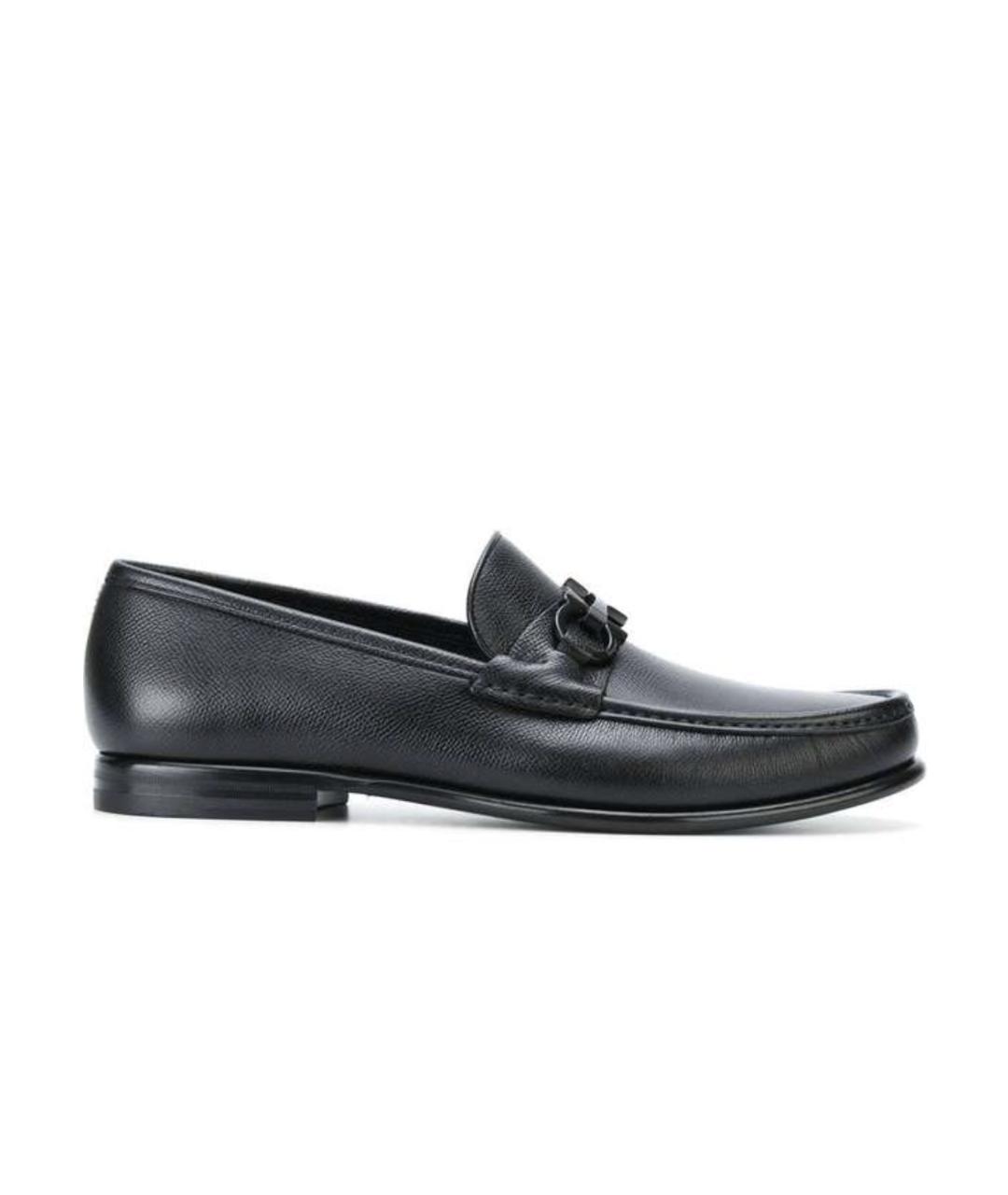 FERRAGAMO Черные кожаные лоферы, фото 1