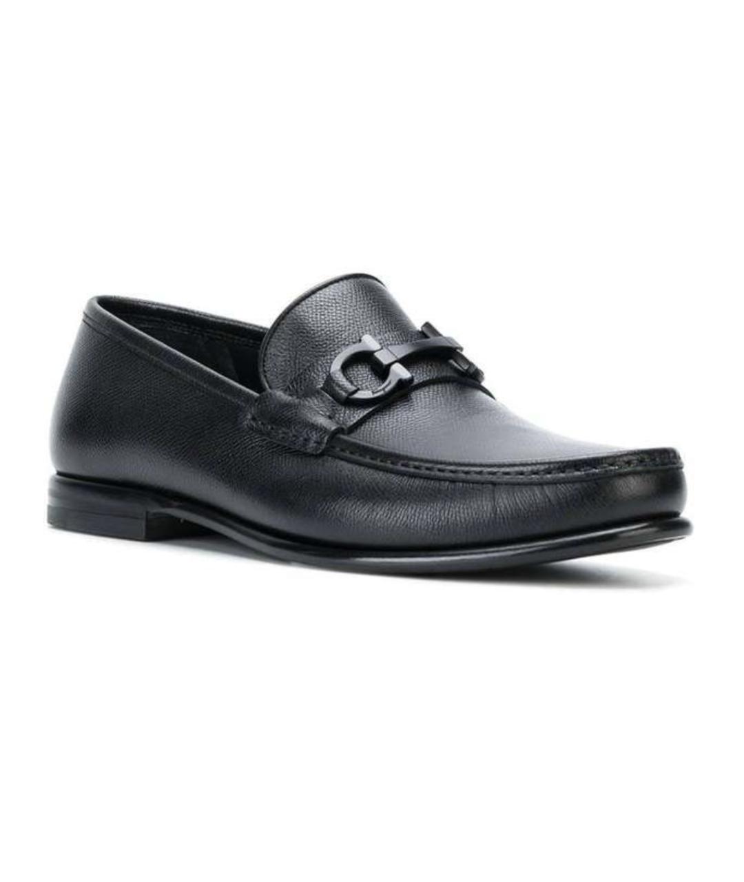 FERRAGAMO Черные кожаные лоферы, фото 3
