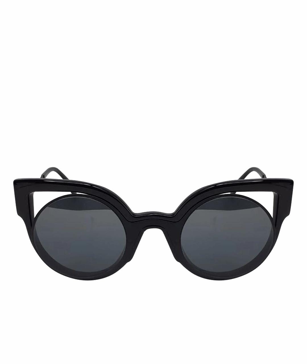 FENDI Черные пластиковые солнцезащитные очки, фото 1