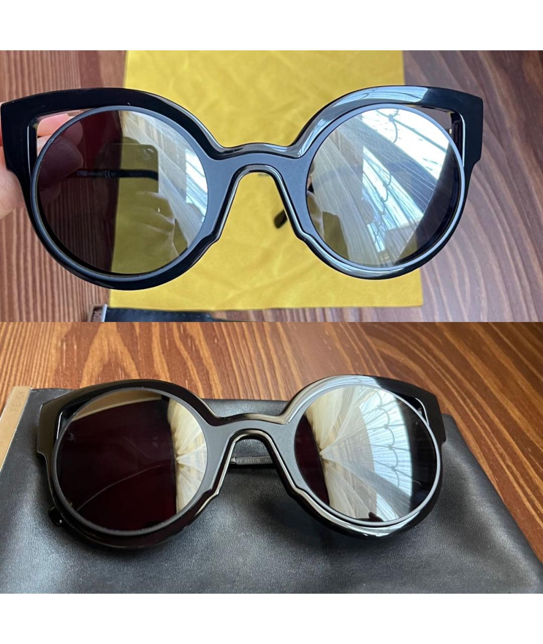 FENDI Черные пластиковые солнцезащитные очки, фото 2