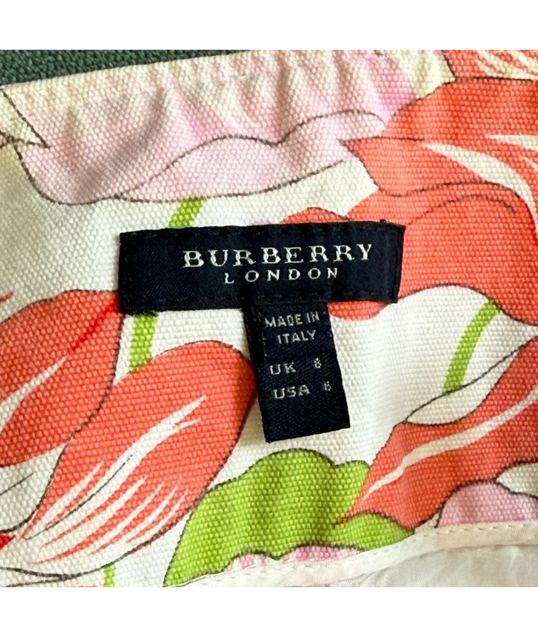 BURBERRY Розовая хлопковая юбка мини, фото 3