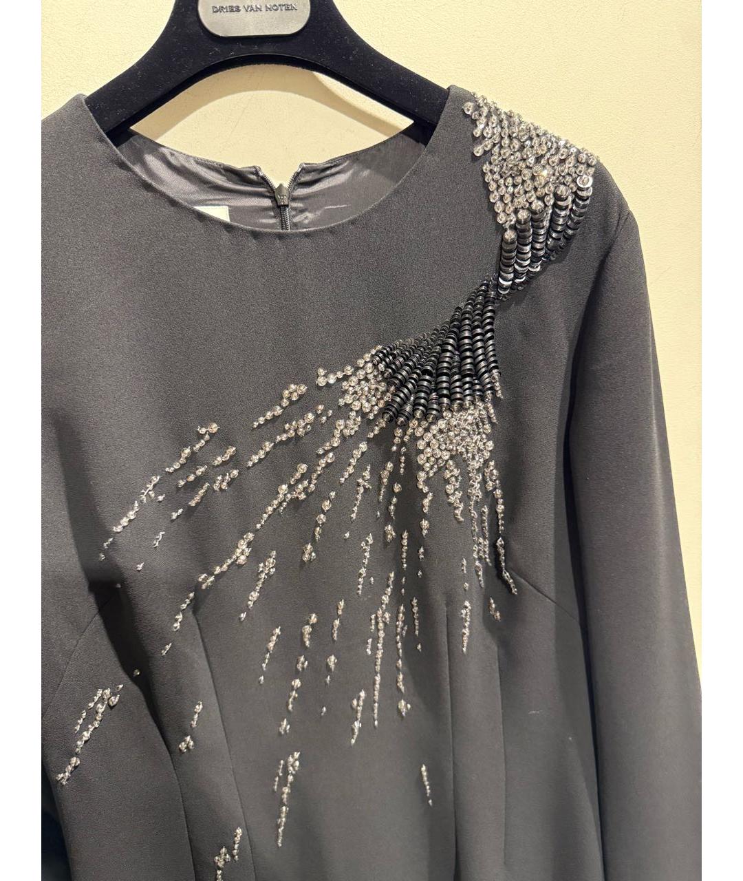 DRIES VAN NOTEN Черное полиэстеровое вечернее платье, фото 4