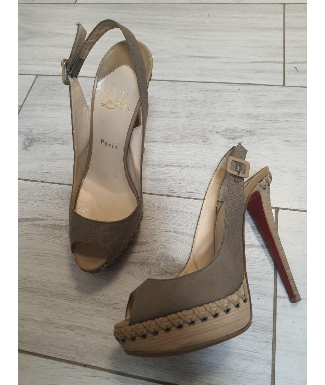CHRISTIAN LOUBOUTIN Бежевые босоножки, фото 3