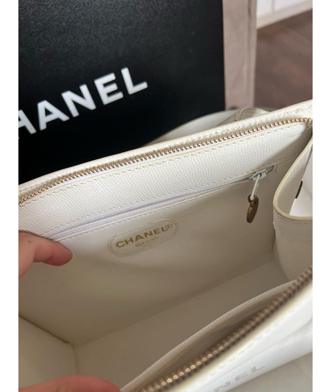 CHANEL Белая кожаная сумка тоут, фото 4