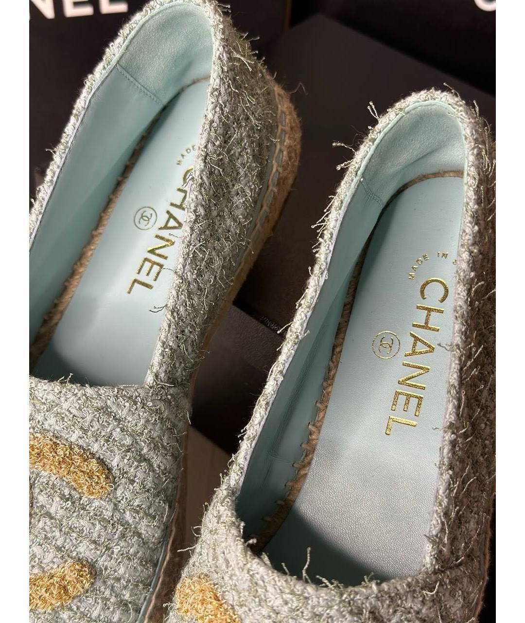 CHANEL Бирюзовые текстильные эспадрильи, фото 6