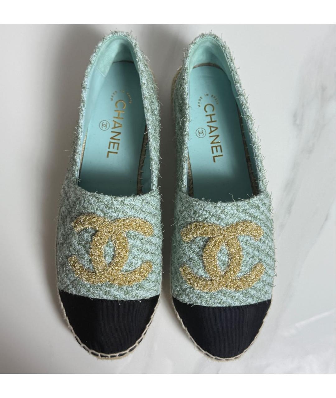 CHANEL Бирюзовые текстильные эспадрильи, фото 3