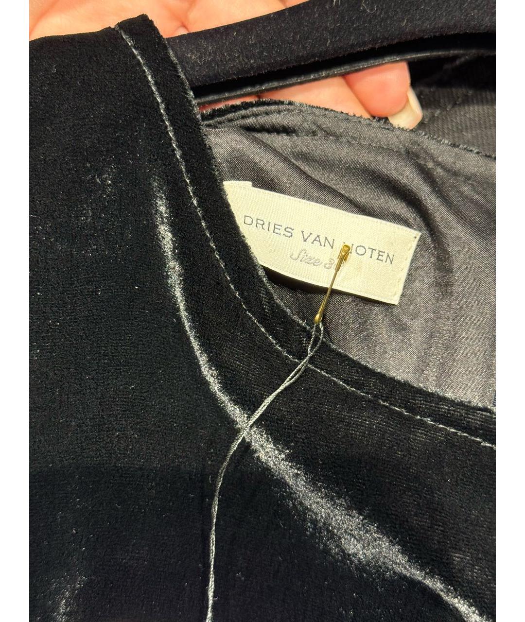 DRIES VAN NOTEN Черное бархатное повседневное платье, фото 4