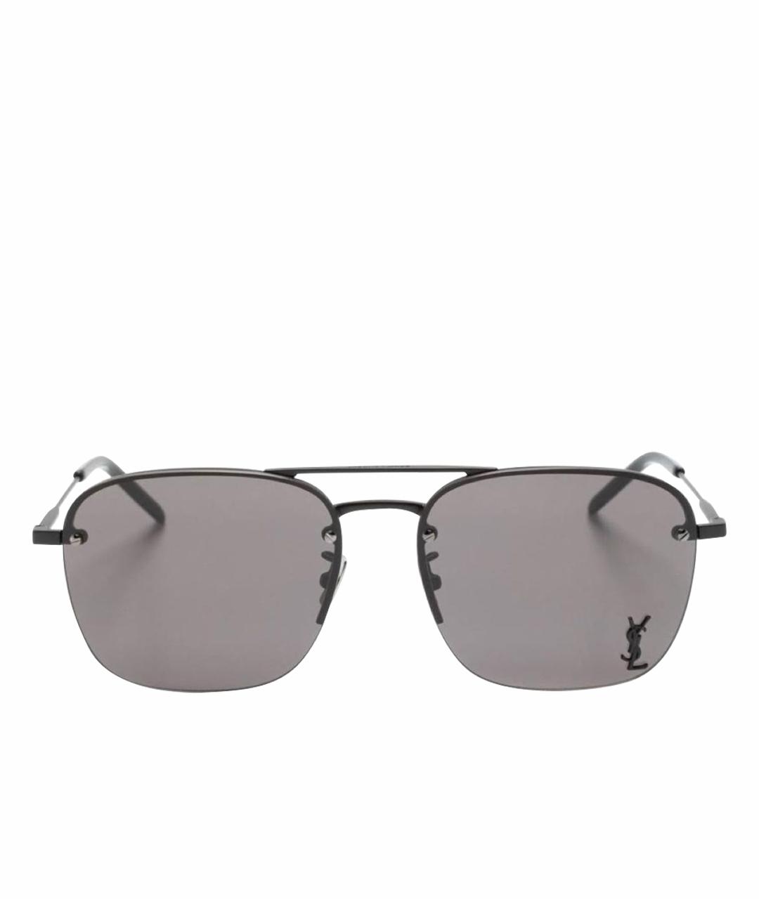 SAINT LAURENT Черные металлические солнцезащитные очки, фото 1