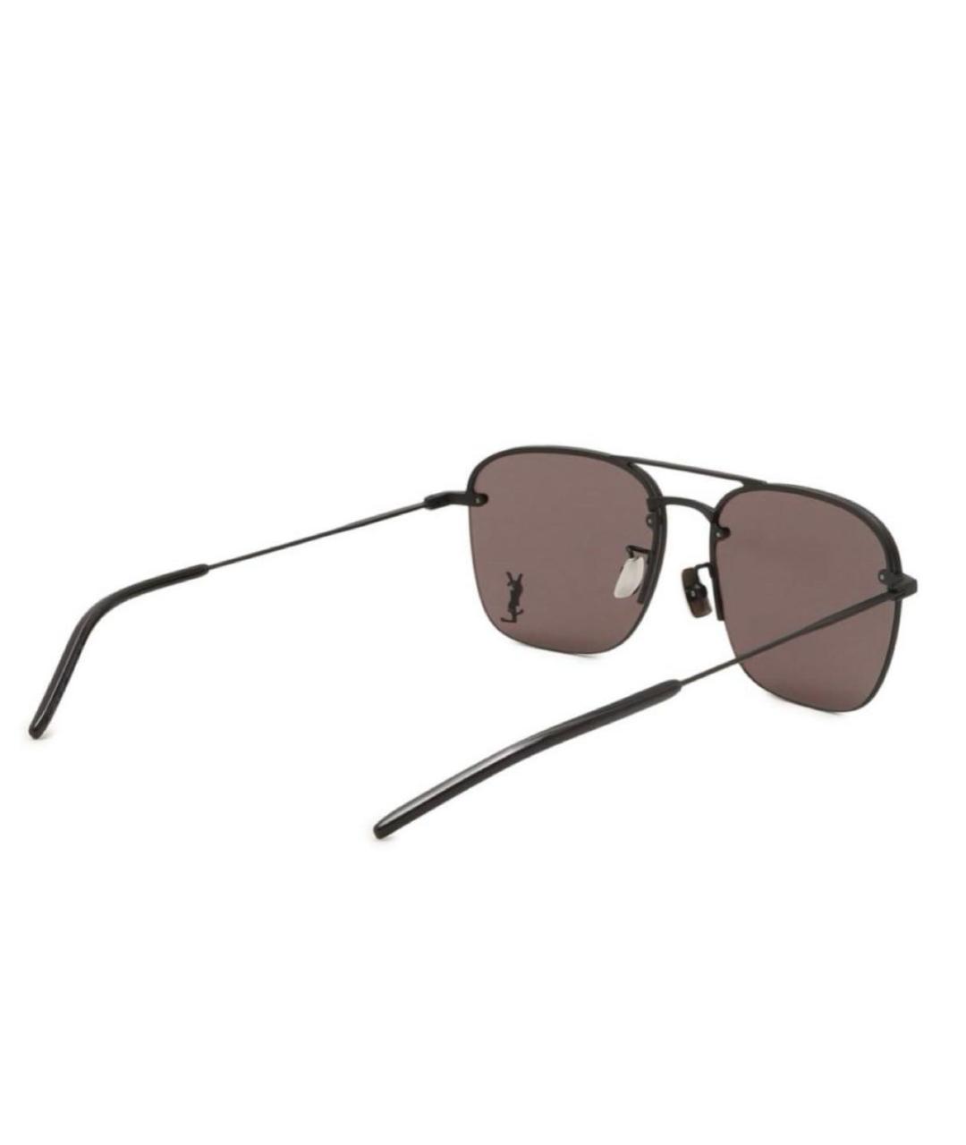 SAINT LAURENT Черные металлические солнцезащитные очки, фото 6