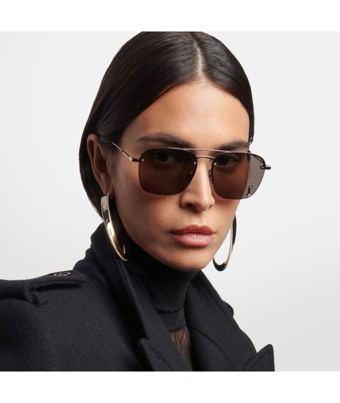SAINT LAURENT Черные металлические солнцезащитные очки, фото 3