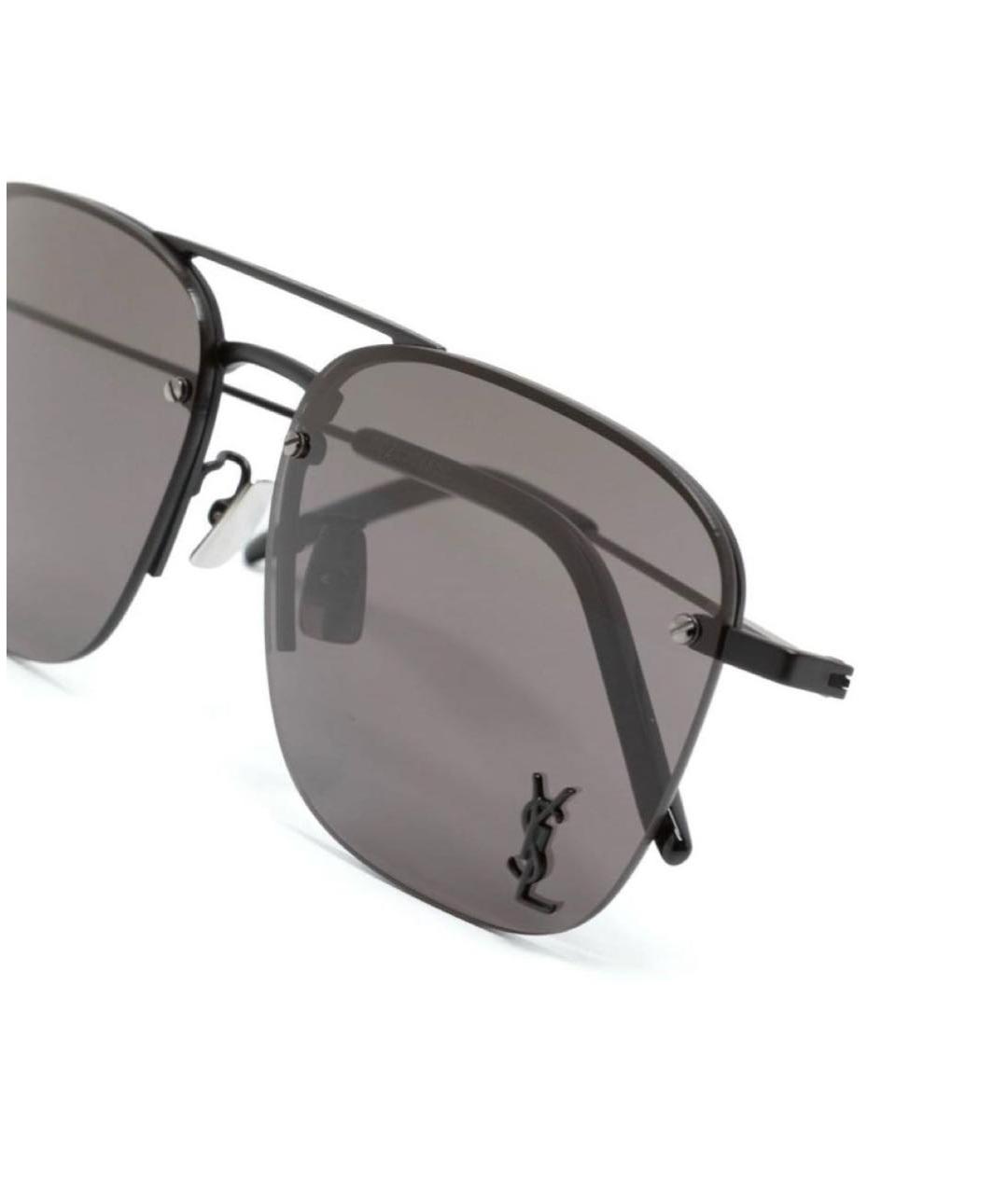 SAINT LAURENT Черные металлические солнцезащитные очки, фото 5