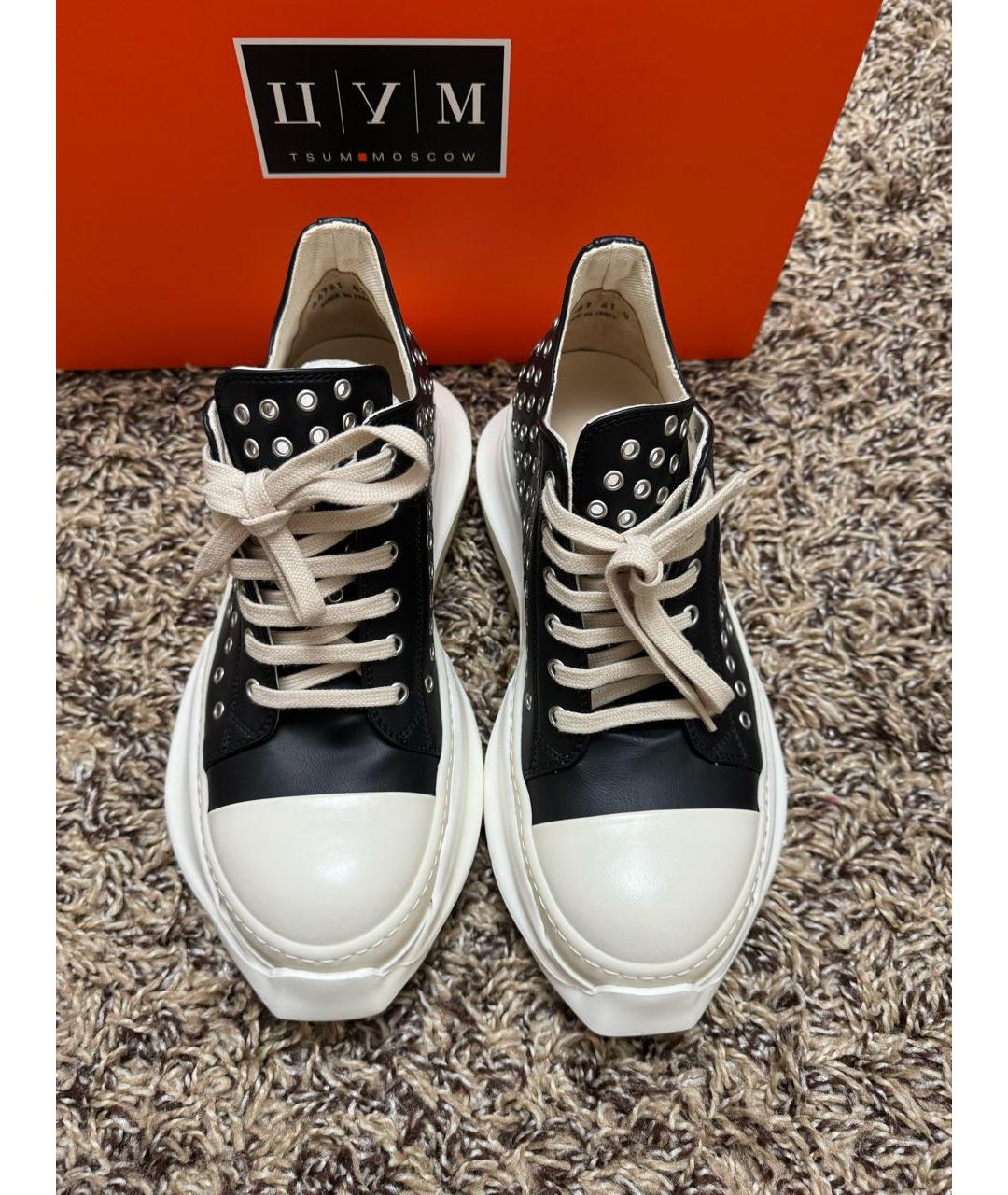 RICK OWENS DRKSHDW Черные низкие кроссовки / кеды из искусственной кожи, фото 5
