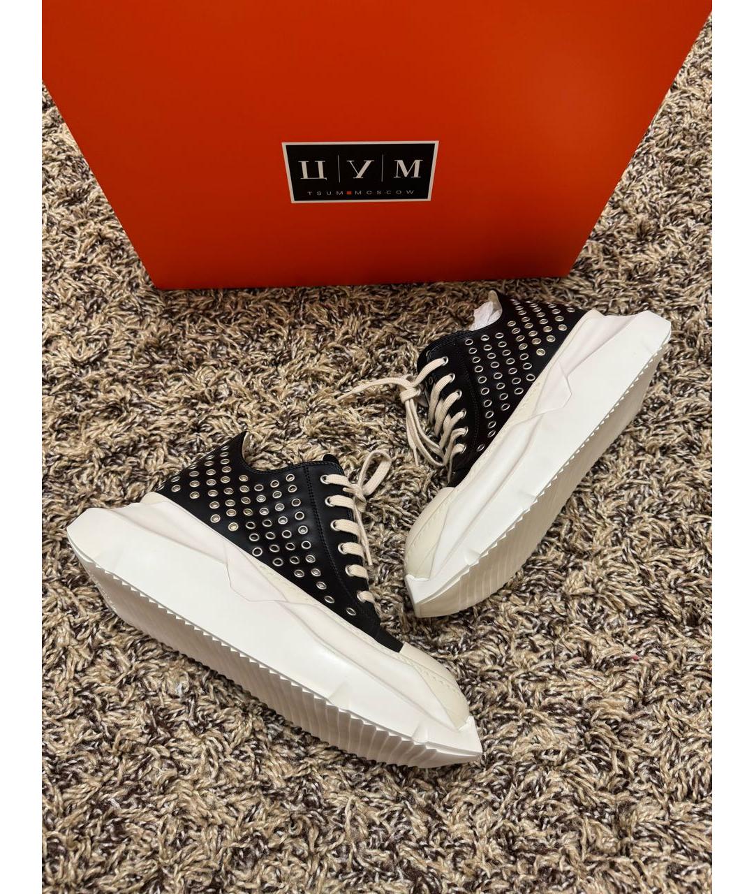 RICK OWENS DRKSHDW Черные низкие кроссовки / кеды из искусственной кожи, фото 2