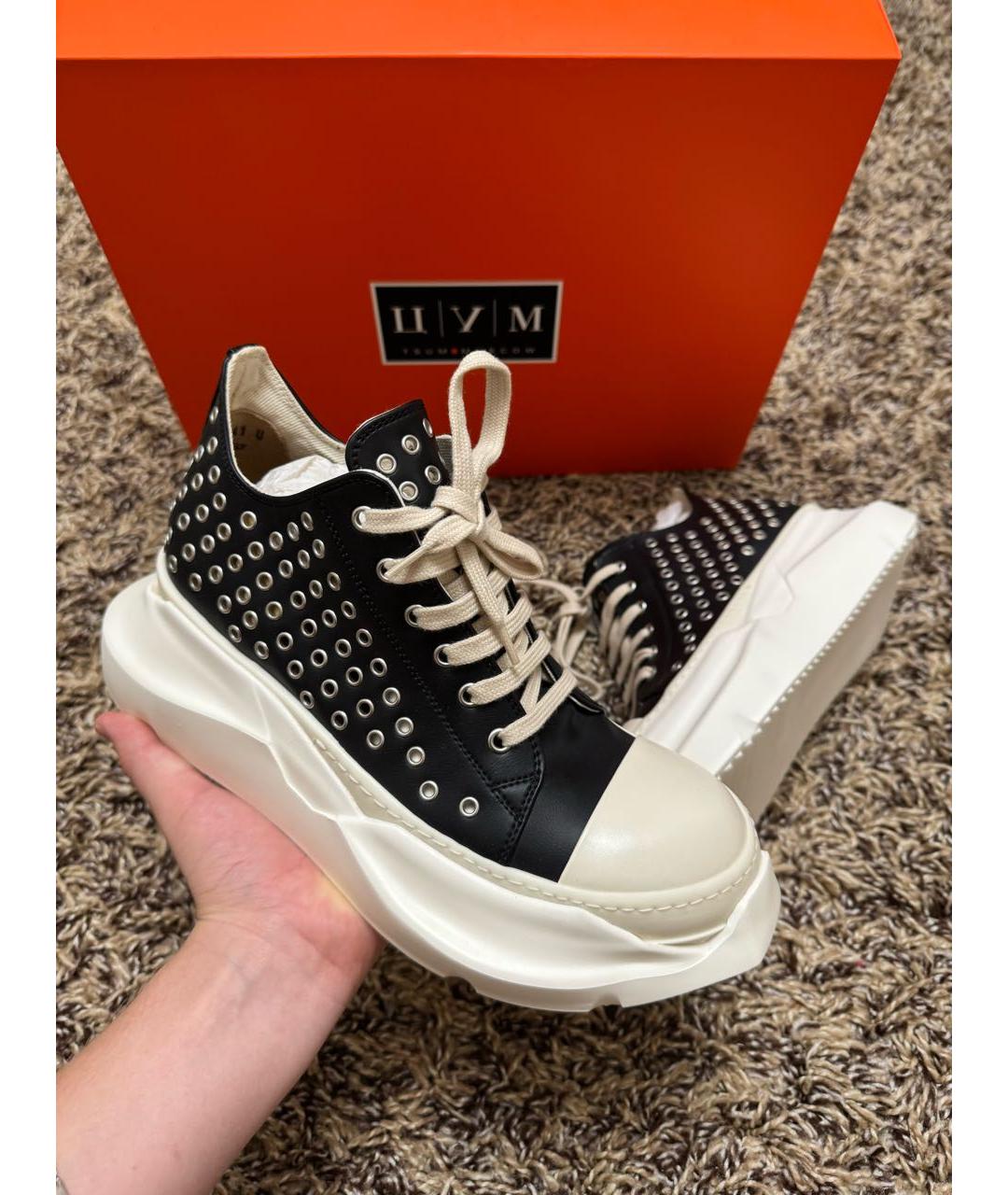RICK OWENS DRKSHDW Черные низкие кроссовки / кеды из искусственной кожи, фото 8