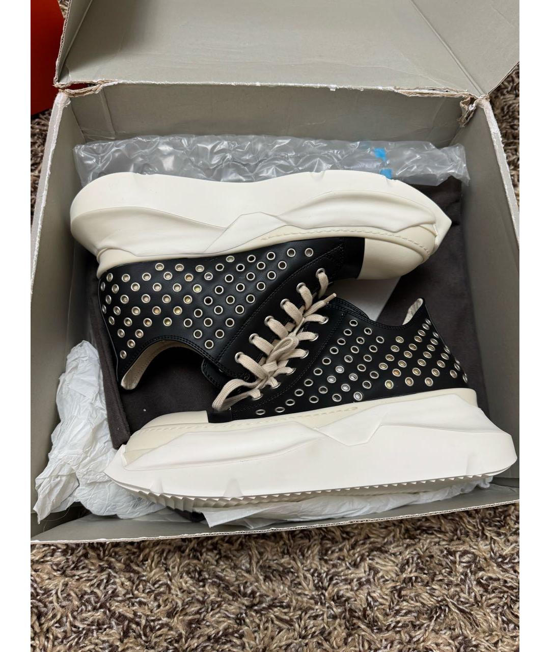RICK OWENS DRKSHDW Черные низкие кроссовки / кеды из искусственной кожи, фото 4
