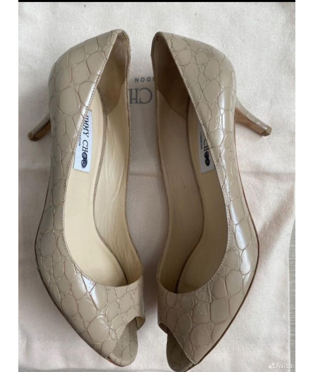 JIMMY CHOO Бежевые кожаные босоножки, фото 5
