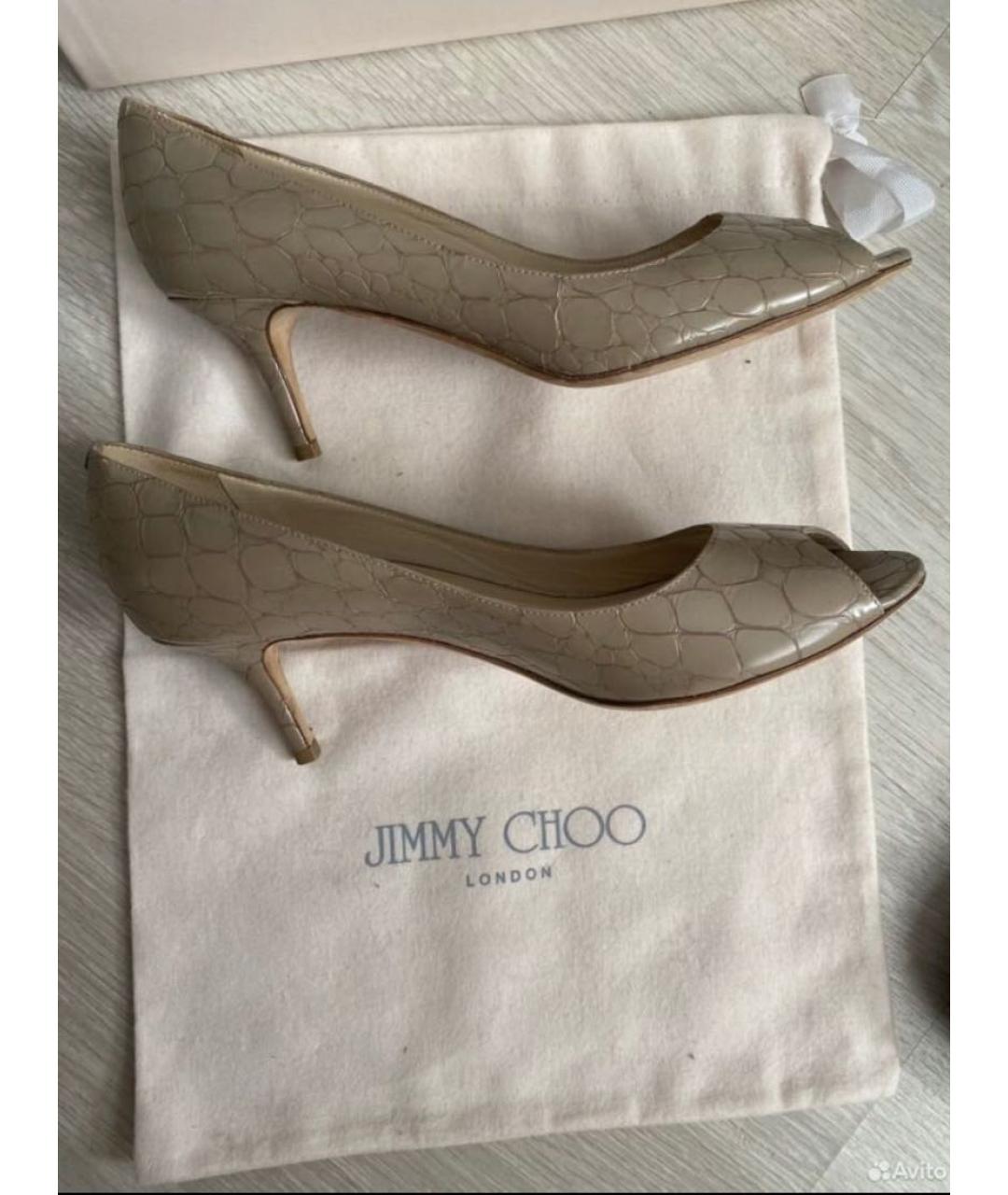 JIMMY CHOO Бежевые кожаные босоножки, фото 9