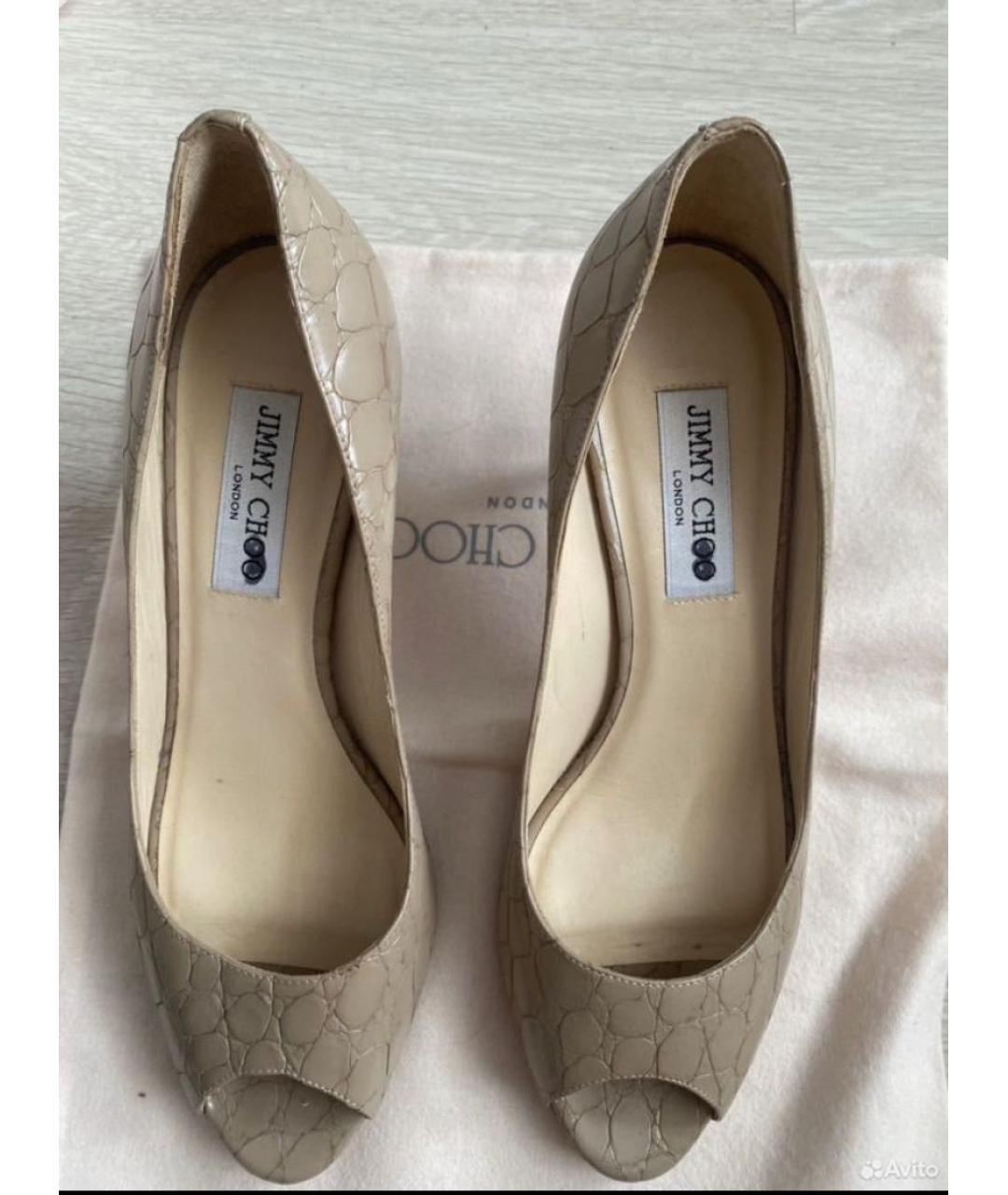 JIMMY CHOO Бежевые кожаные босоножки, фото 2