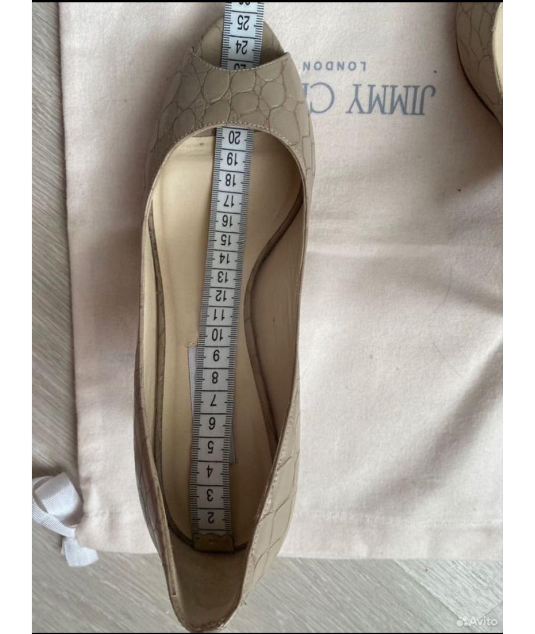 JIMMY CHOO Бежевые кожаные босоножки, фото 3