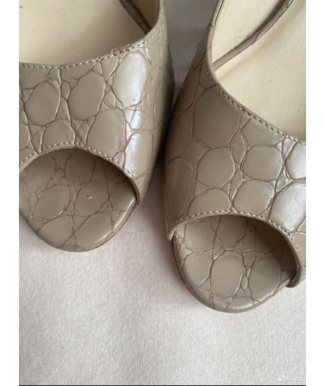 JIMMY CHOO Бежевые кожаные босоножки, фото 7