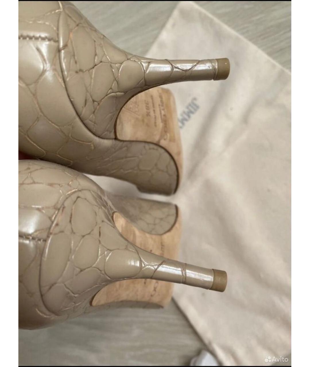 JIMMY CHOO Бежевые кожаные босоножки, фото 4
