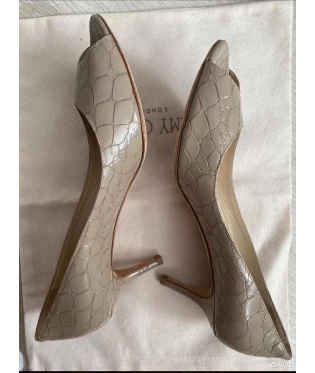 JIMMY CHOO Бежевые кожаные босоножки, фото 6
