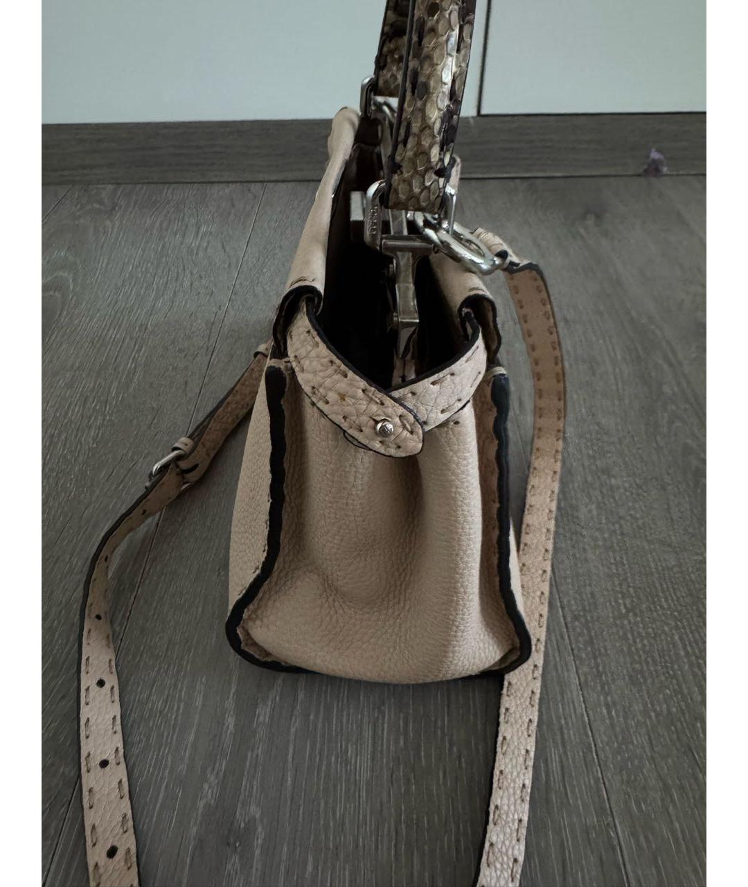 FENDI Бежевая кожаная сумка через плечо, фото 2