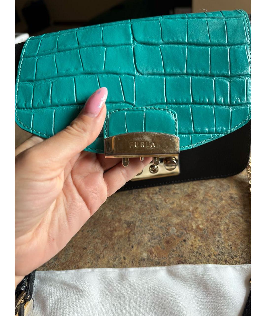 FURLA Черная кожаная сумка через плечо, фото 6