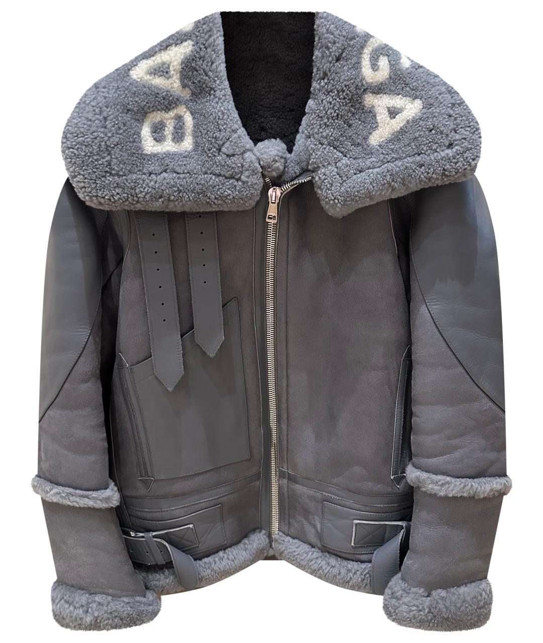 BALENCIAGA Серая меховая дубленка, фото 1