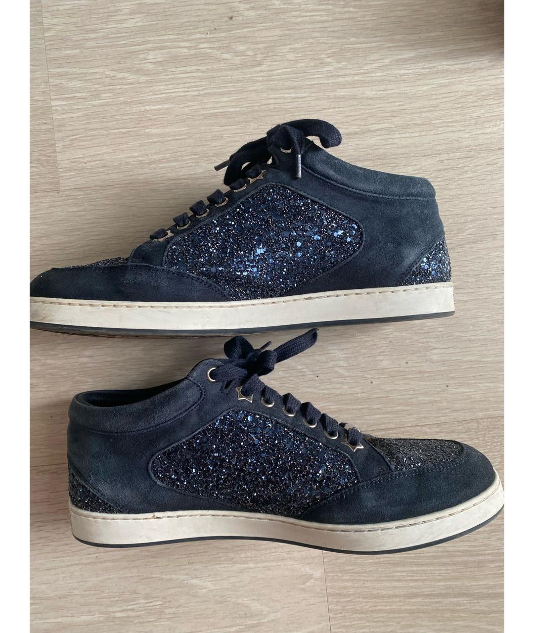 JIMMY CHOO Темно-синие кожаные кеды, фото 4