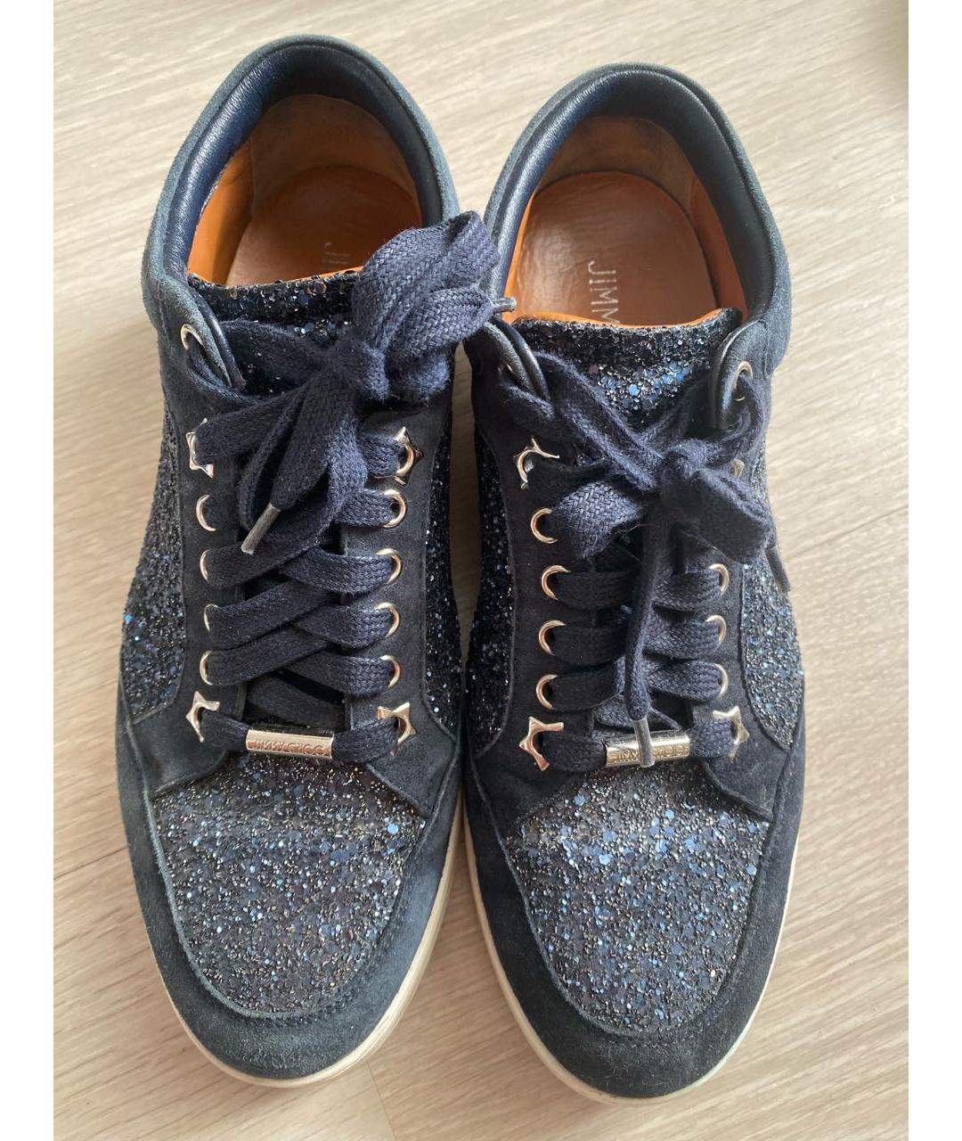 JIMMY CHOO Темно-синие кожаные кеды, фото 2