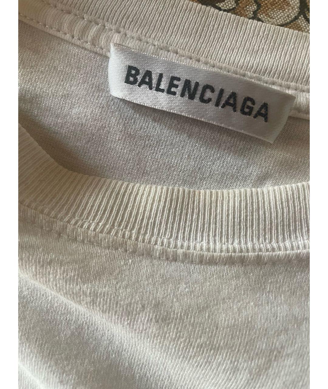 BALENCIAGA Белая хлопковая футболка, фото 3
