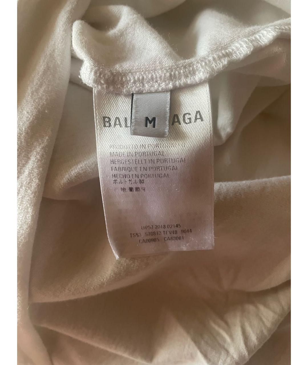 BALENCIAGA Белая хлопковая футболка, фото 4