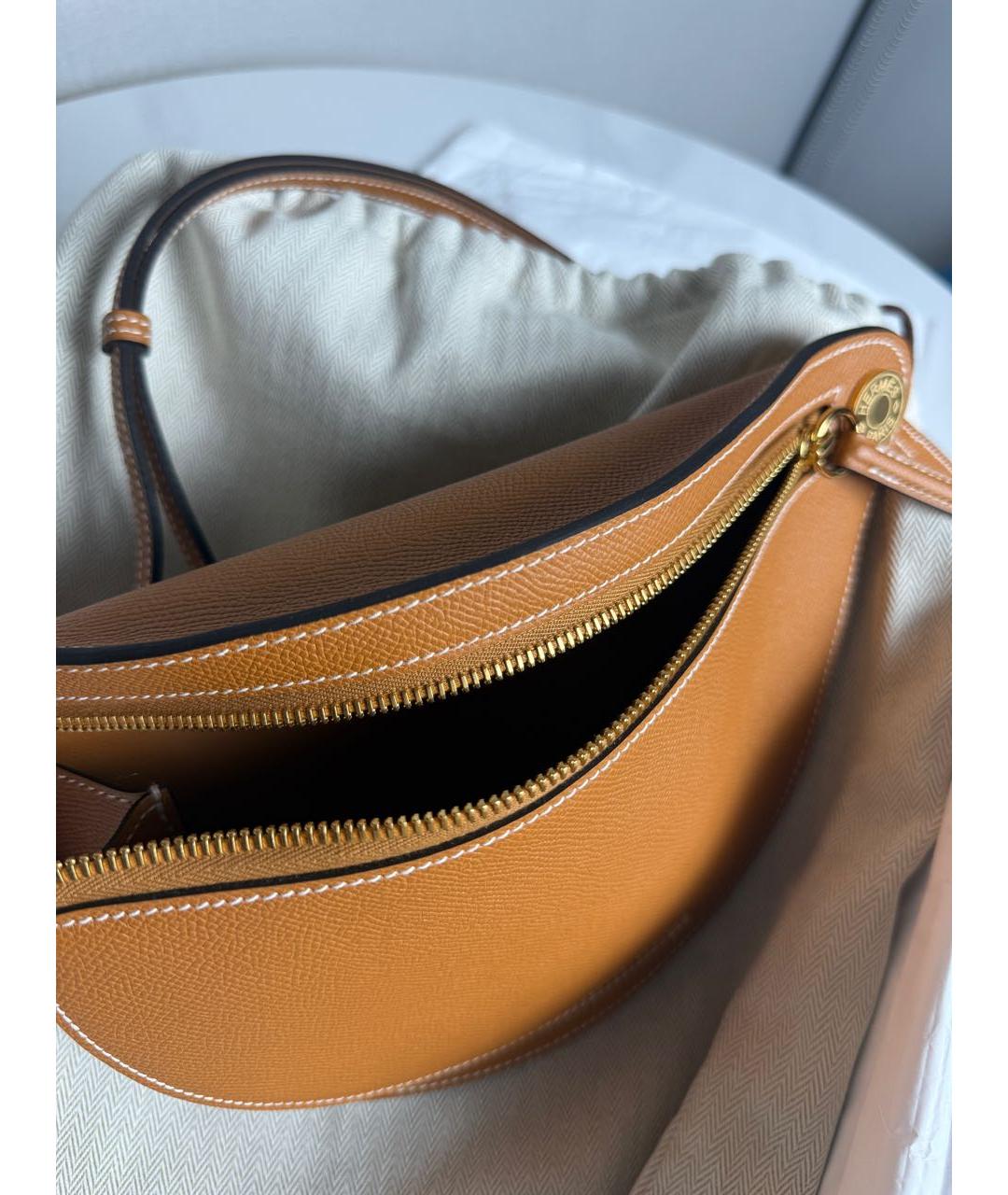 HERMES Коричневая кожаная сумка через плечо, фото 4