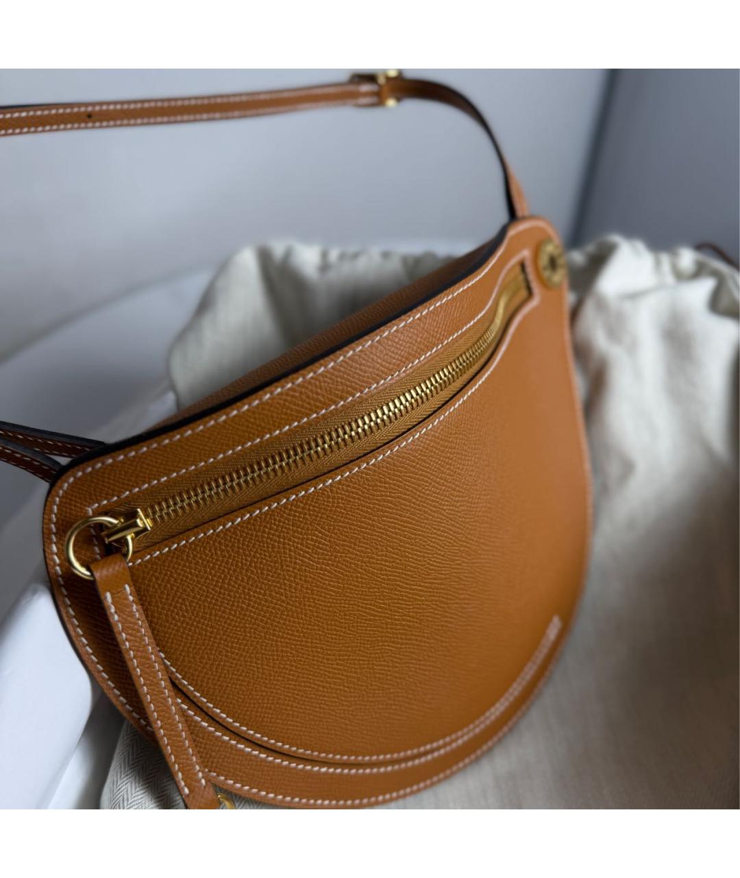 HERMES Коричневая кожаная сумка через плечо, фото 6