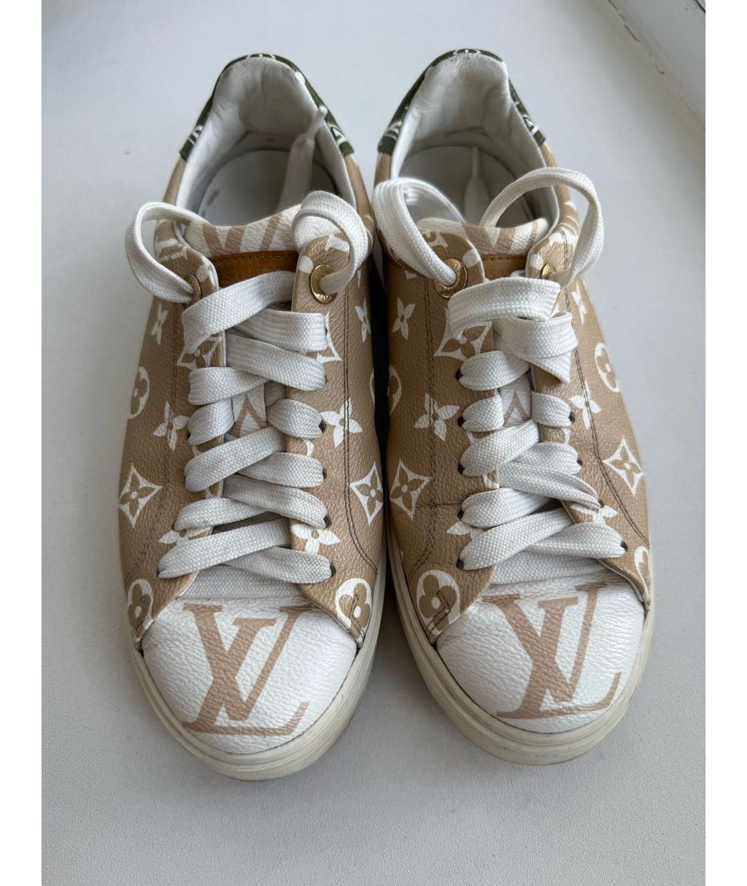 LOUIS VUITTON Бежевые кожаные кеды, фото 2