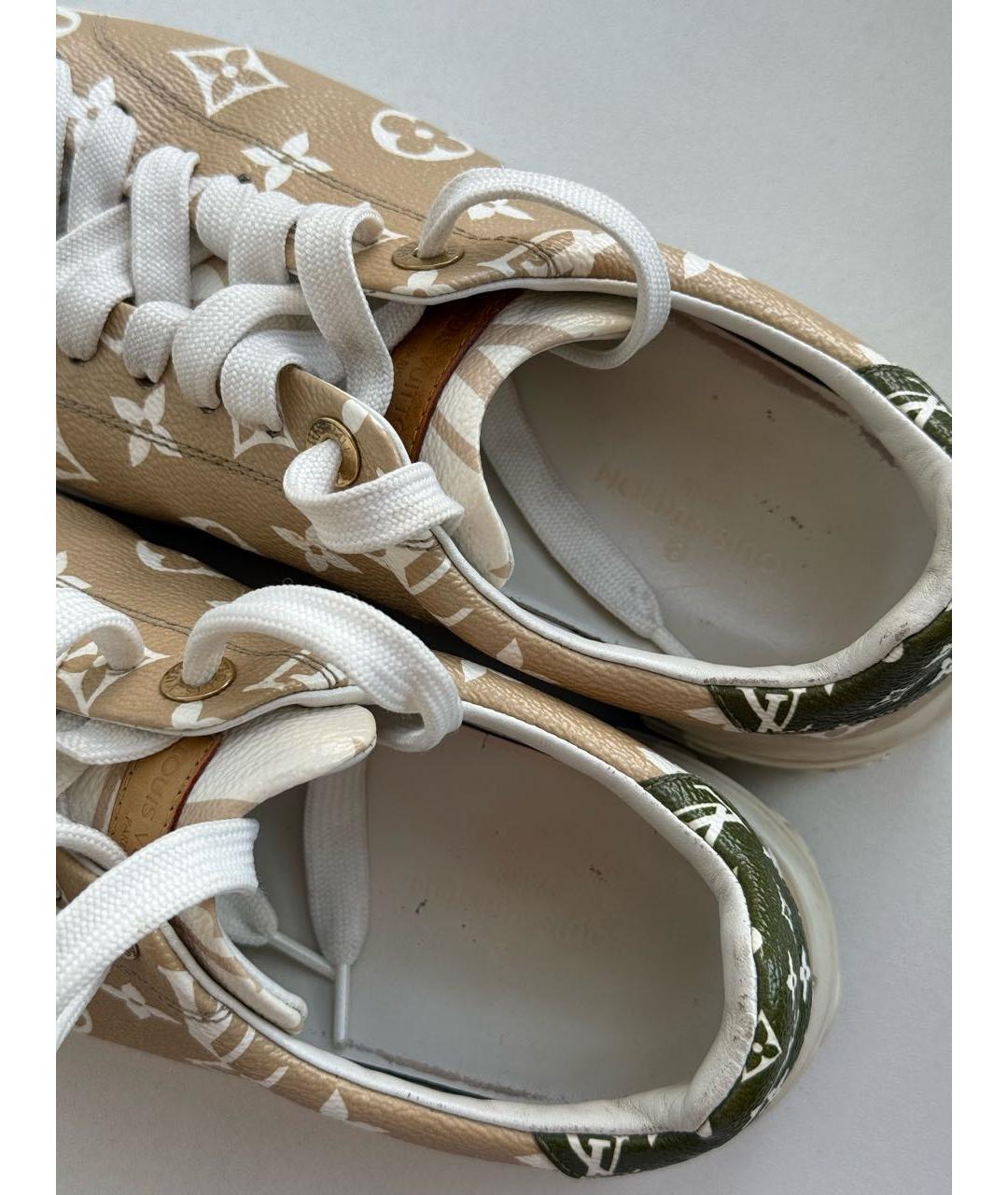 LOUIS VUITTON Бежевые кожаные кеды, фото 7