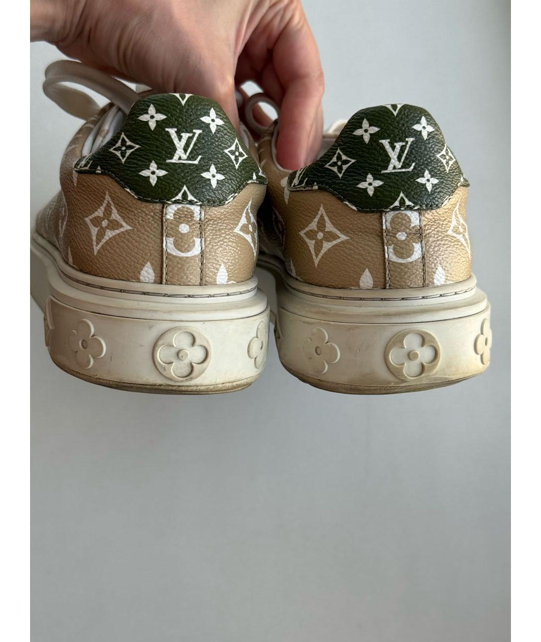 LOUIS VUITTON Бежевые кожаные кеды, фото 4