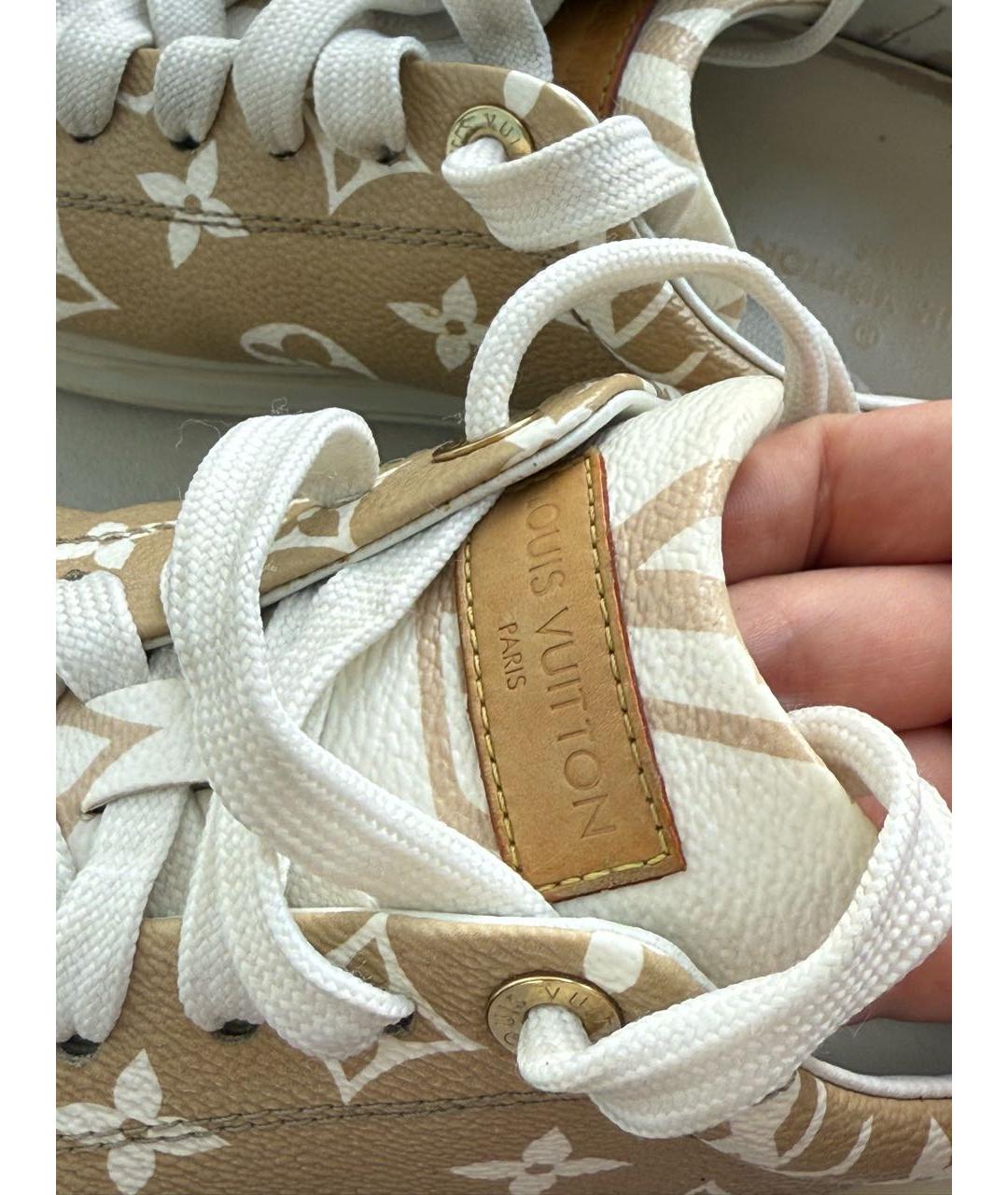 LOUIS VUITTON Бежевые кожаные кеды, фото 6