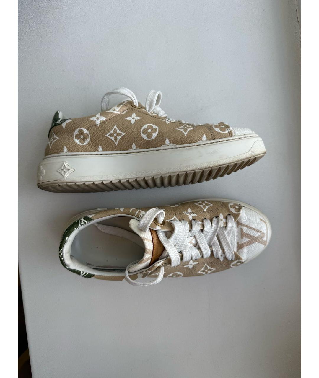 LOUIS VUITTON Бежевые кожаные кеды, фото 5