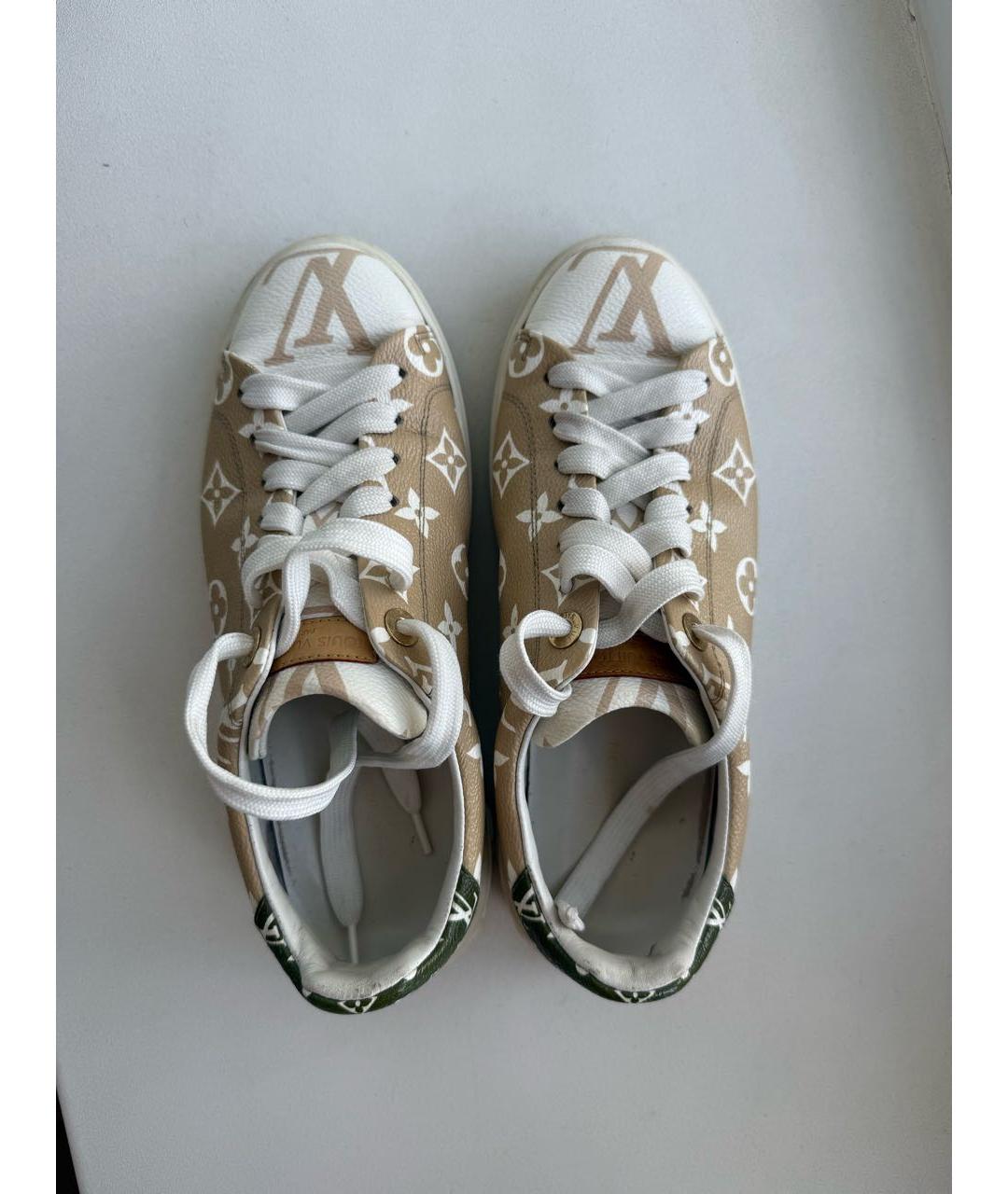 LOUIS VUITTON Бежевые кожаные кеды, фото 3