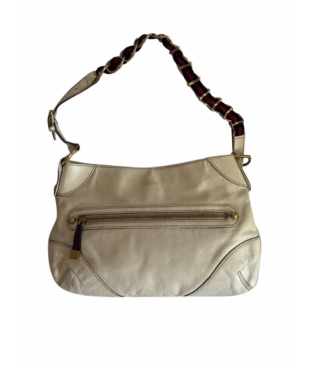 GUCCI Белая кожаная сумка с короткими ручками, фото 1