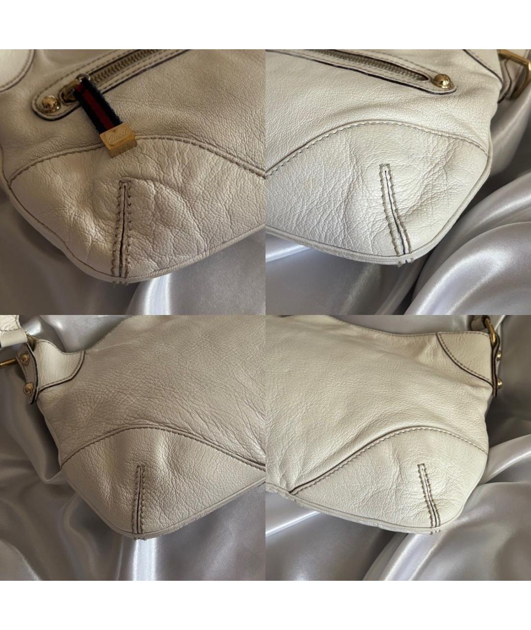 GUCCI Белая кожаная сумка с короткими ручками, фото 5