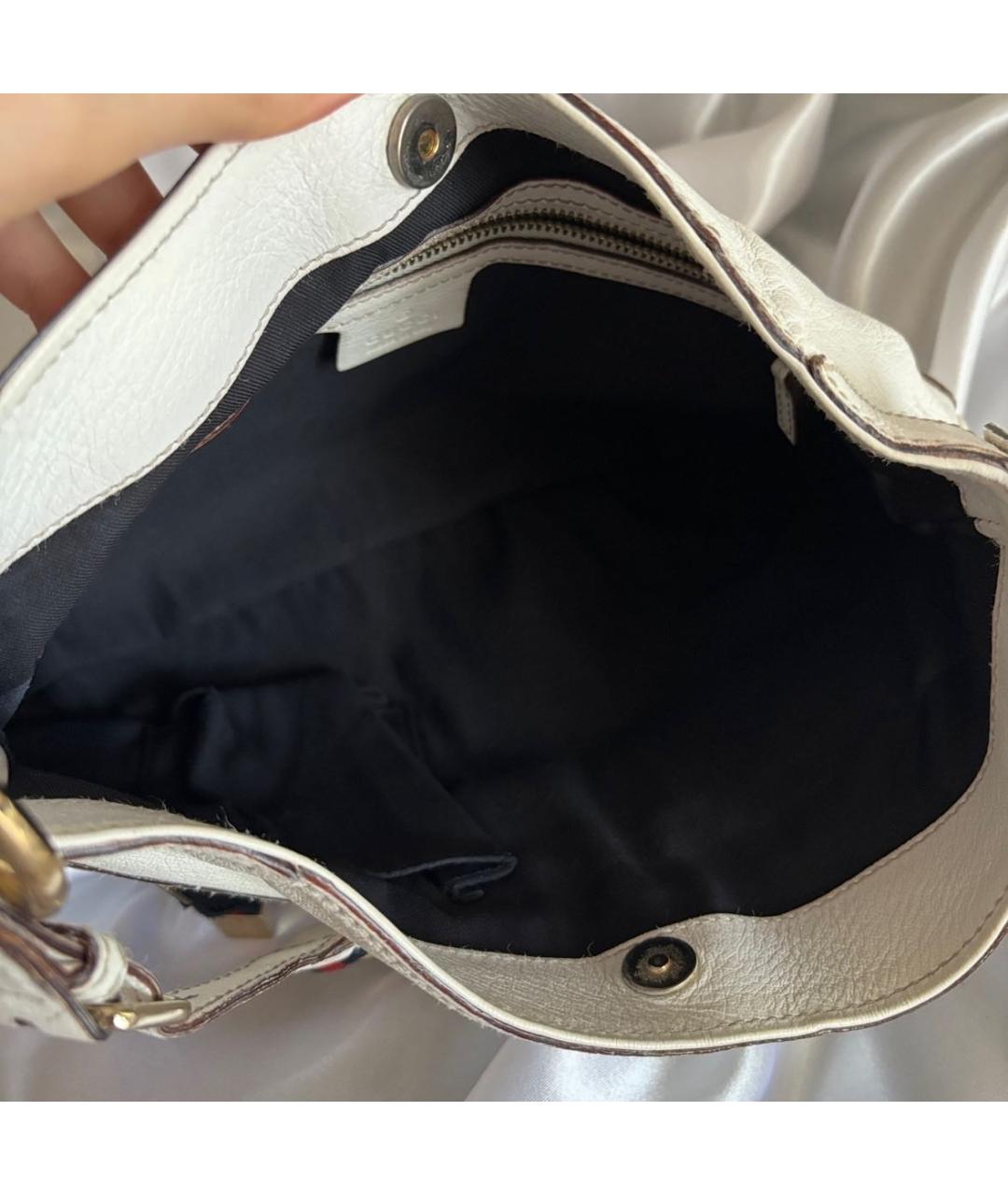 GUCCI Белая кожаная сумка с короткими ручками, фото 4