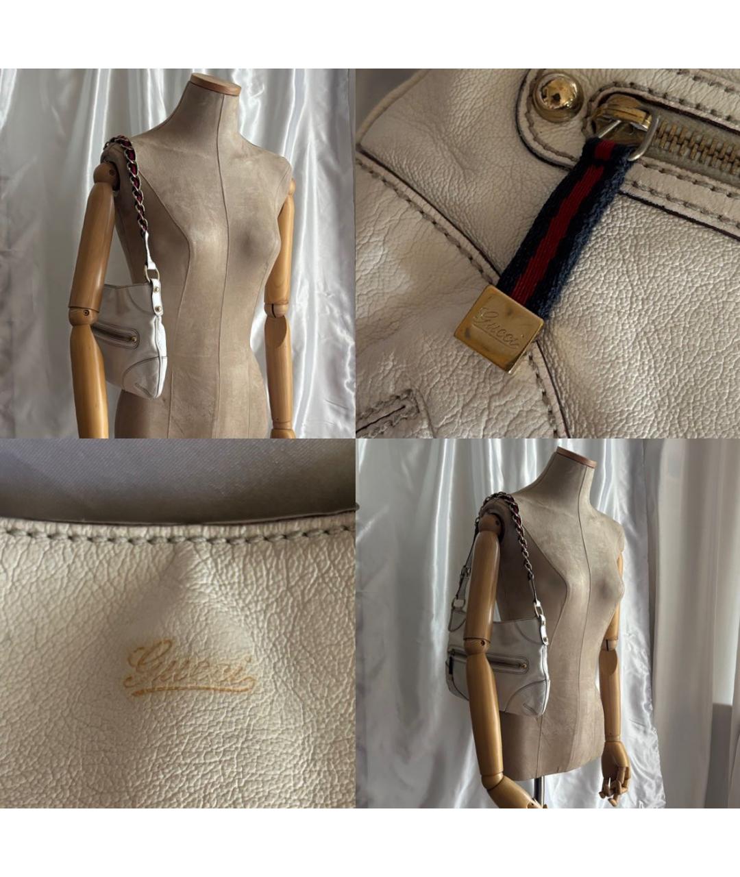 GUCCI Белая кожаная сумка с короткими ручками, фото 3