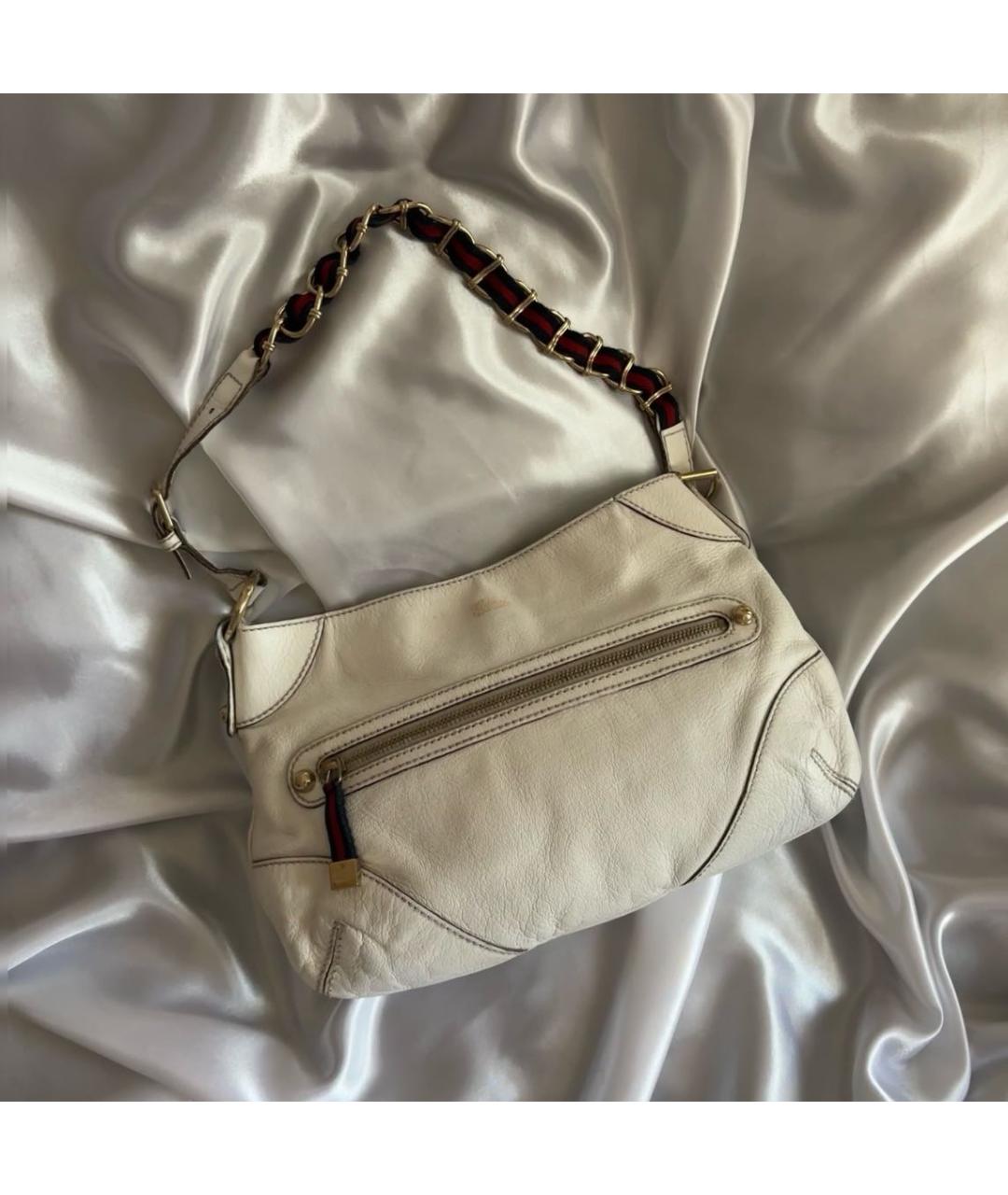 GUCCI Белая кожаная сумка с короткими ручками, фото 2